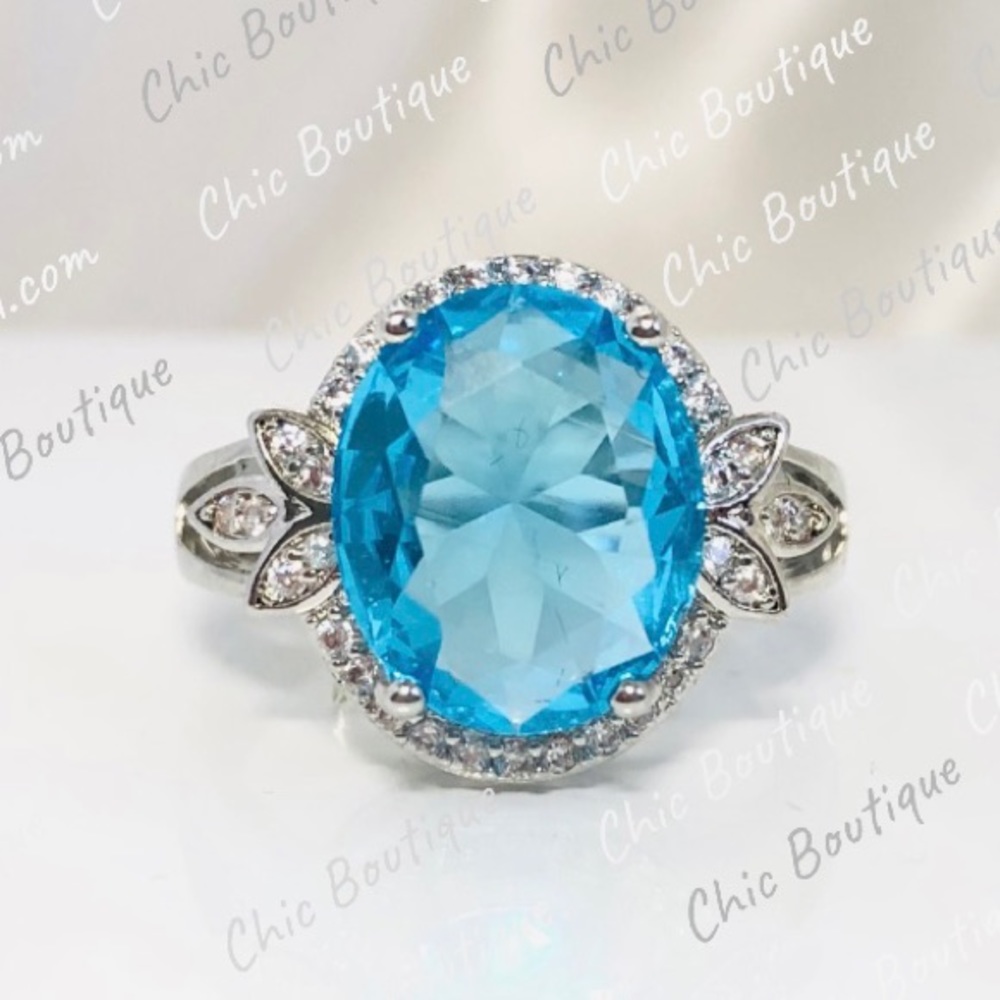 (595) 5 ct Aquamarine Oval cut 14k Gold Ring
